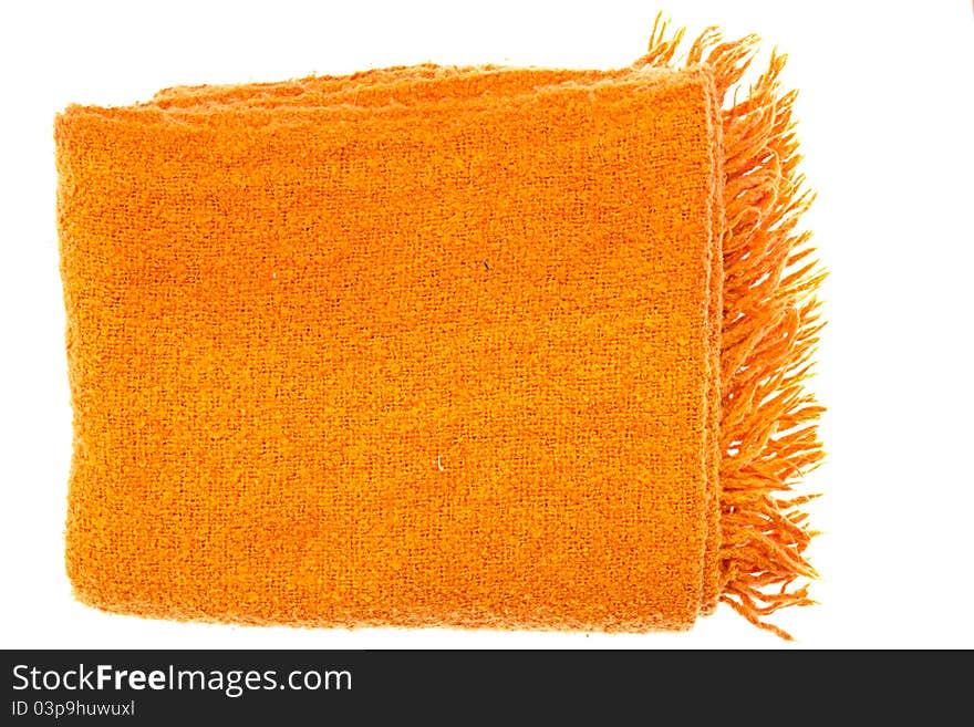 Orange plaid wool isolated on white. Orange plaid wool isolated on white