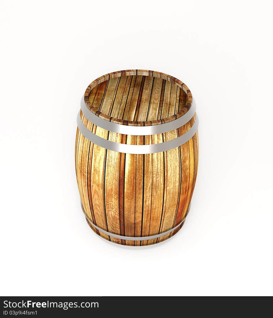 Wooden barrel on a white background