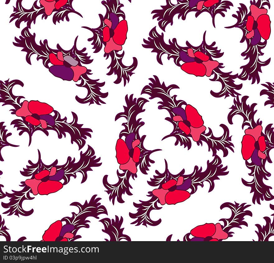 Floral vector seamless texture with drawing flowers. Floral vector seamless texture with drawing flowers