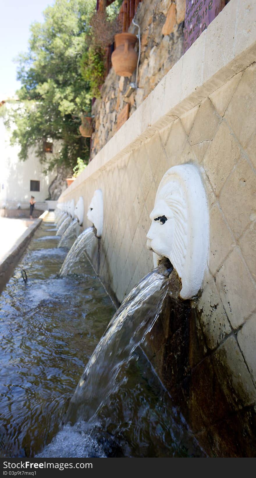 A lion head fountain in the Spili place, around Rethymno city