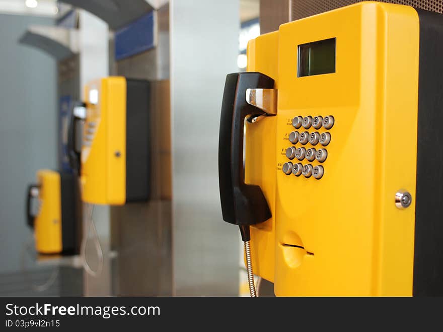 Yellow public telephone