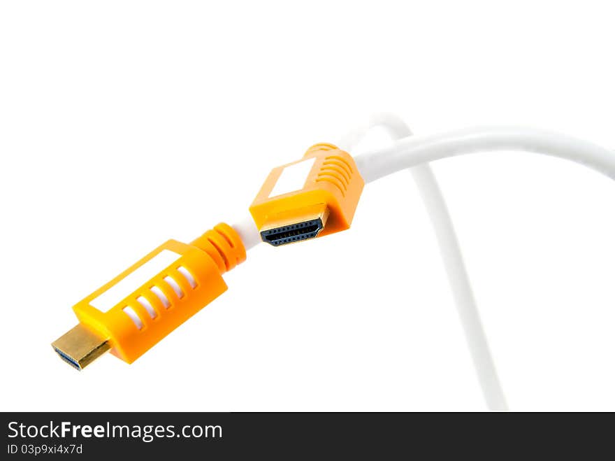 HDMI multimedia cable with space for logo, on pure white background