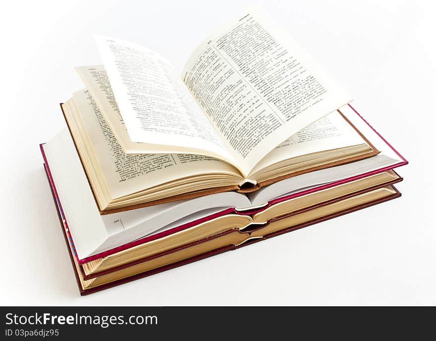 Four open book on white background. Four open book on white background