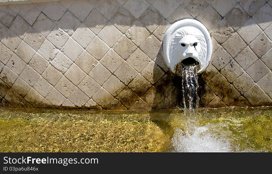 A lion head fountain in the Spili place, around Rethymno city