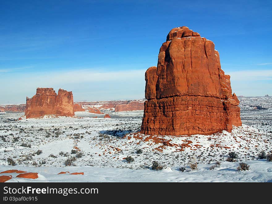 Sandstone Monoliths in Winter