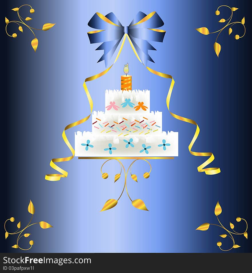 The big celebratory pie with cream, vector background