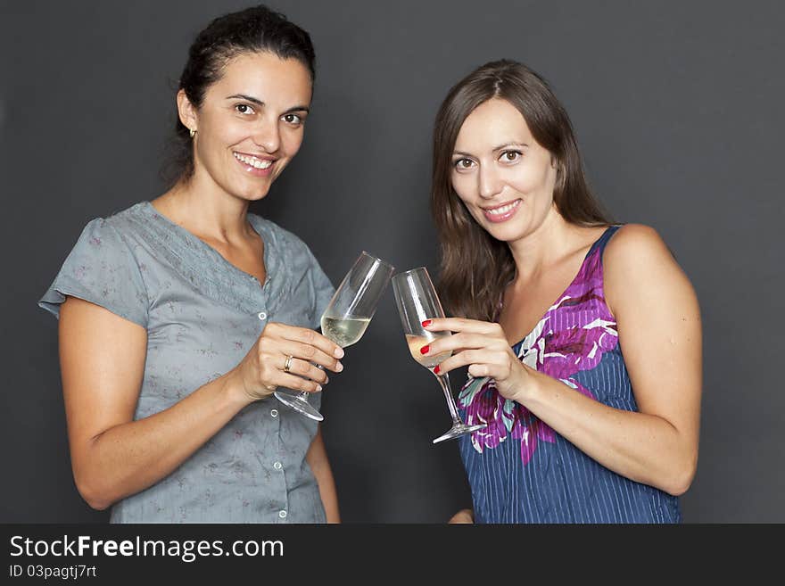 Two women celebrating a birthday. Two women celebrating a birthday