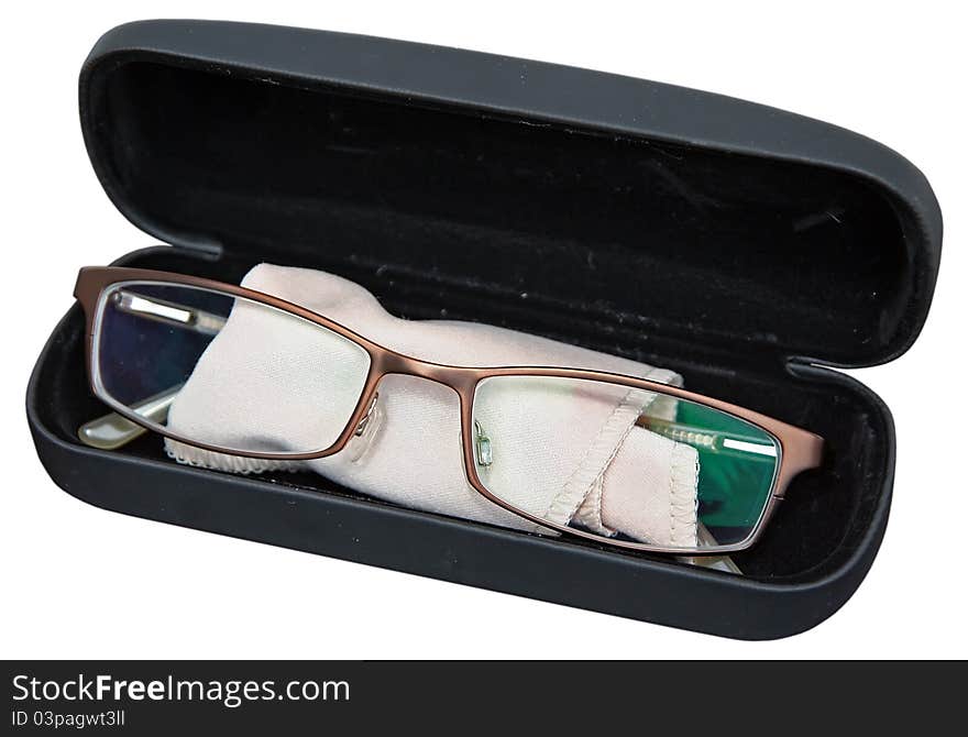 Glasses in the case.
Reading glasses.