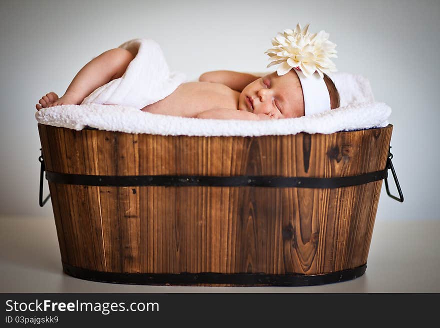 Portrait of a newborn caucasian girl