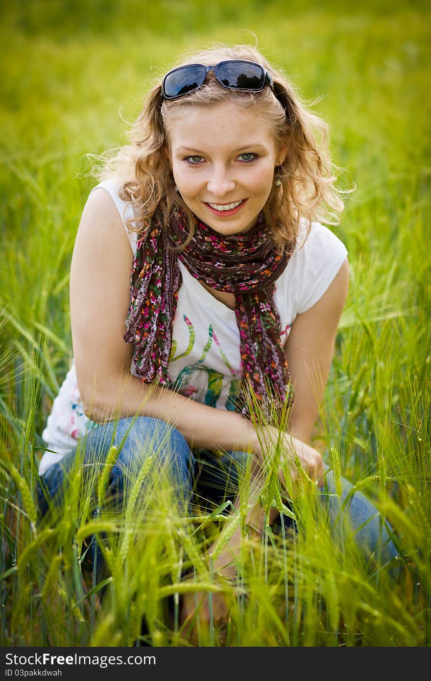 Young girl in wheat field