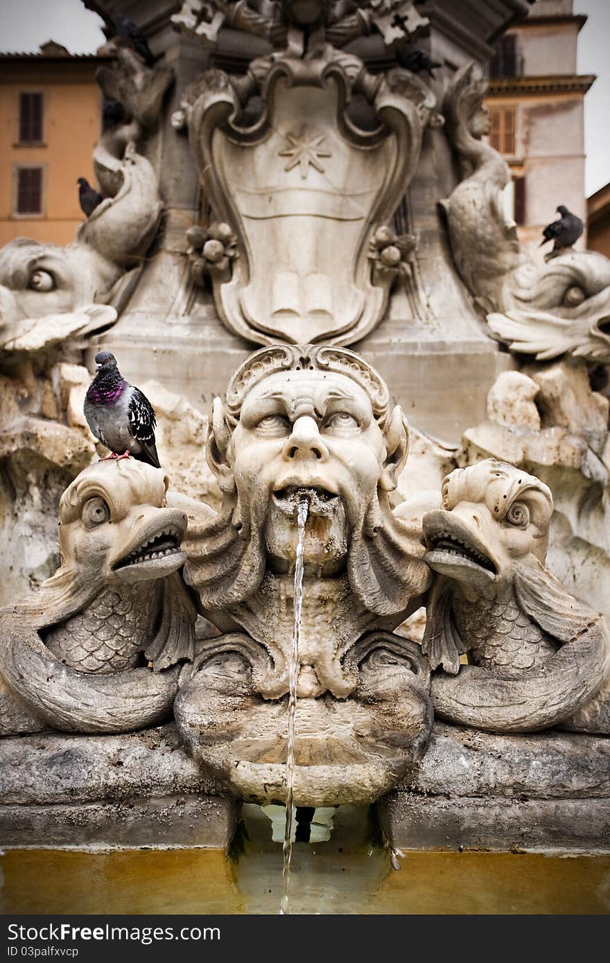 Beautiful fountain in Piazza della Rotonda outside the Pantheon, Rome, Italy. Beautiful fountain in Piazza della Rotonda outside the Pantheon, Rome, Italy.