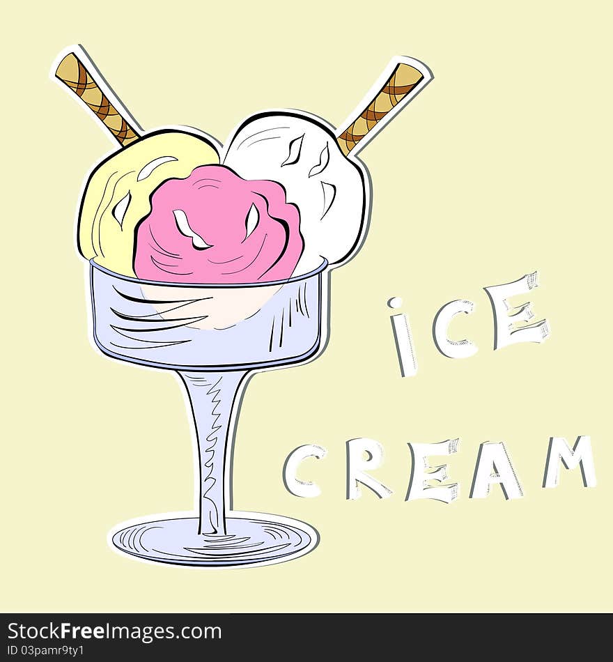 Illustration of ice cream with inscription