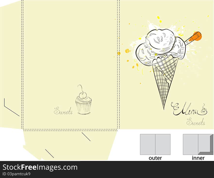 Template for folder with ice cream