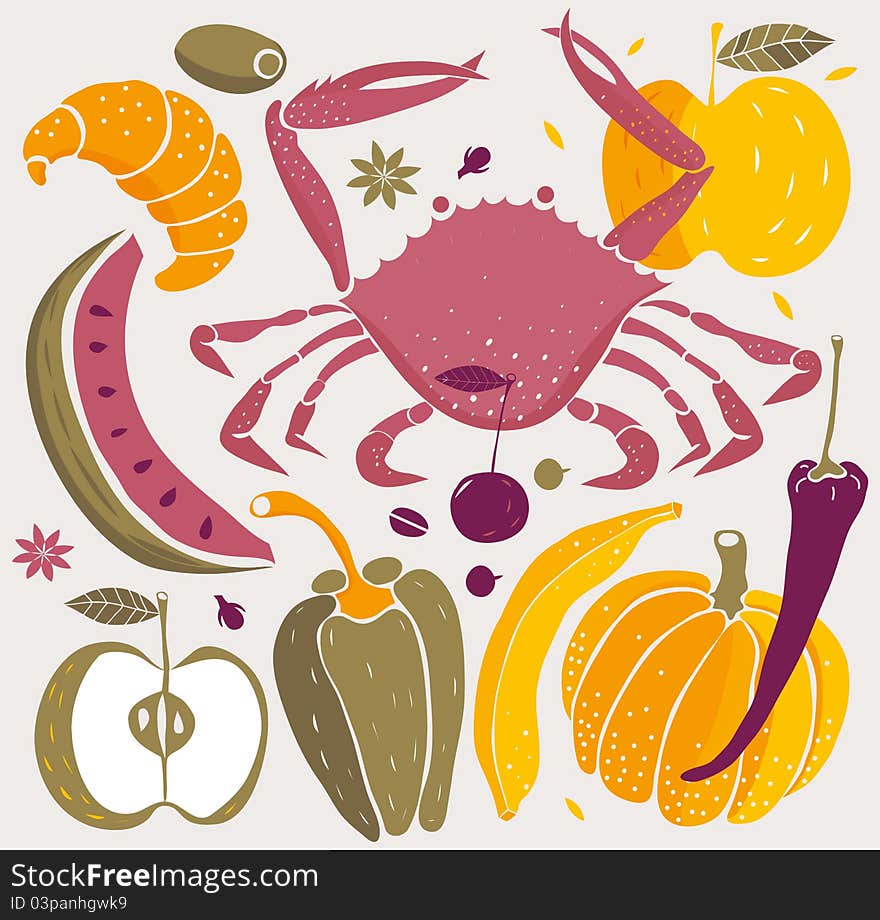 Vector illustration of a meal. Vector illustration of a meal