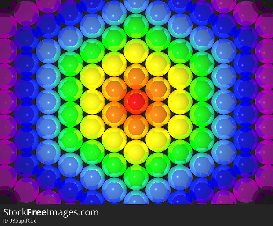 3D balls in rainbow colours. 3D balls in rainbow colours