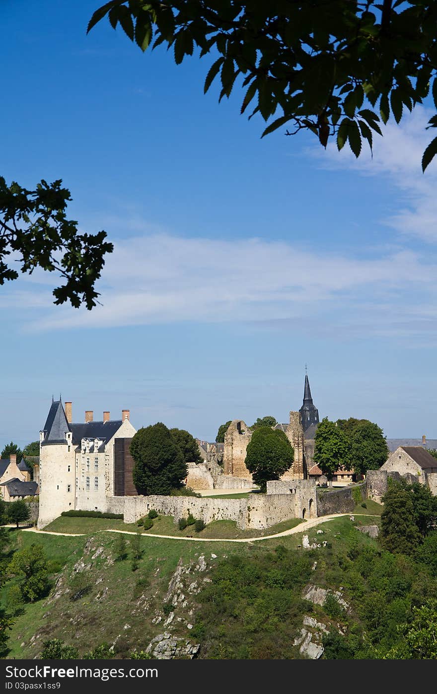 A classic medieval French village from a distance. A classic medieval French village from a distance