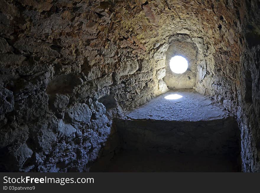 Exploring window to the sky at Soroca fortress in northern Republic of Moldova. Exploring window to the sky at Soroca fortress in northern Republic of Moldova