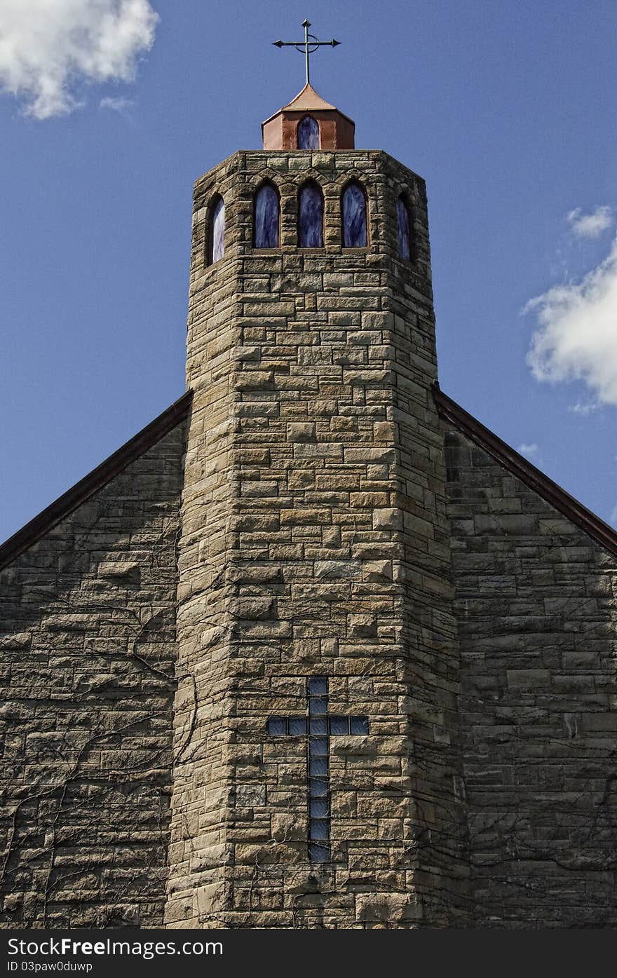 Brick church with cross