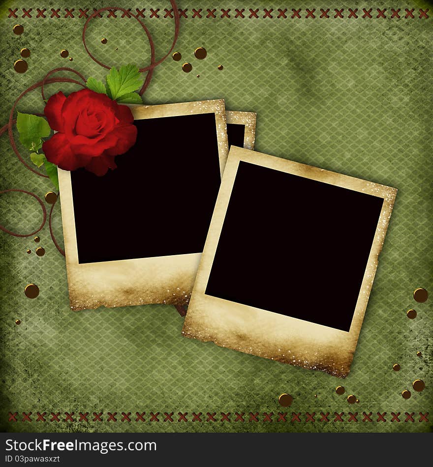 Vintage Card With Red  Rose