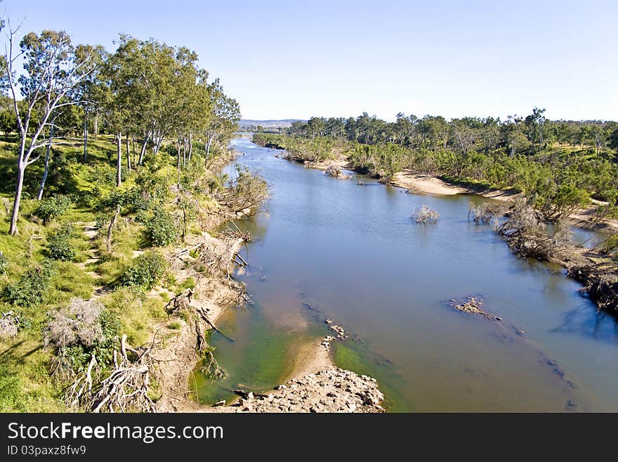 View of the Burnett River after the January 2011 floods, Queensland, Australia