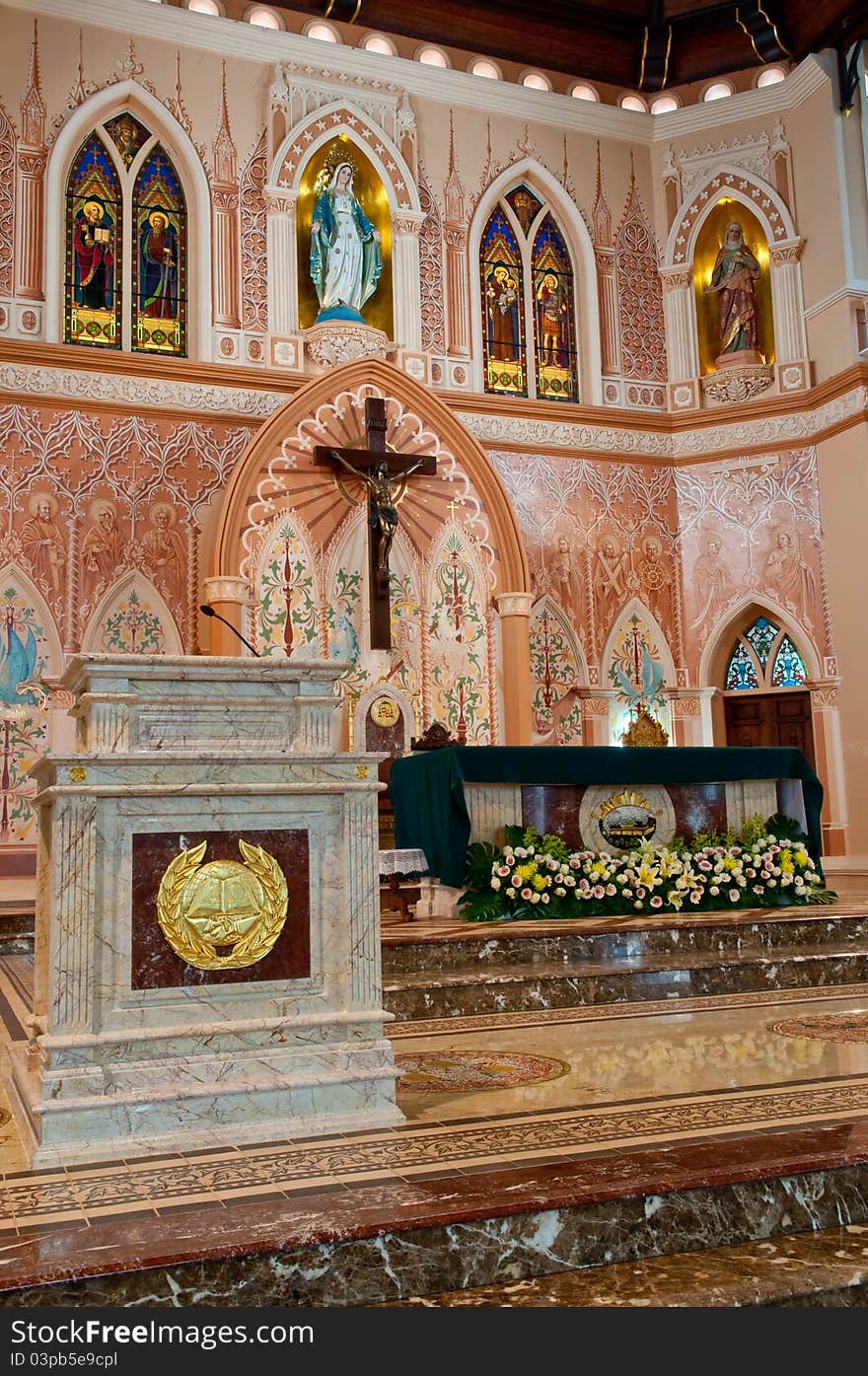 Inside of gothic style church, east of Thailand. Inside of gothic style church, east of Thailand