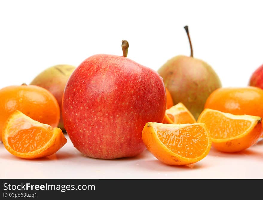 Fresh fruit on a white background