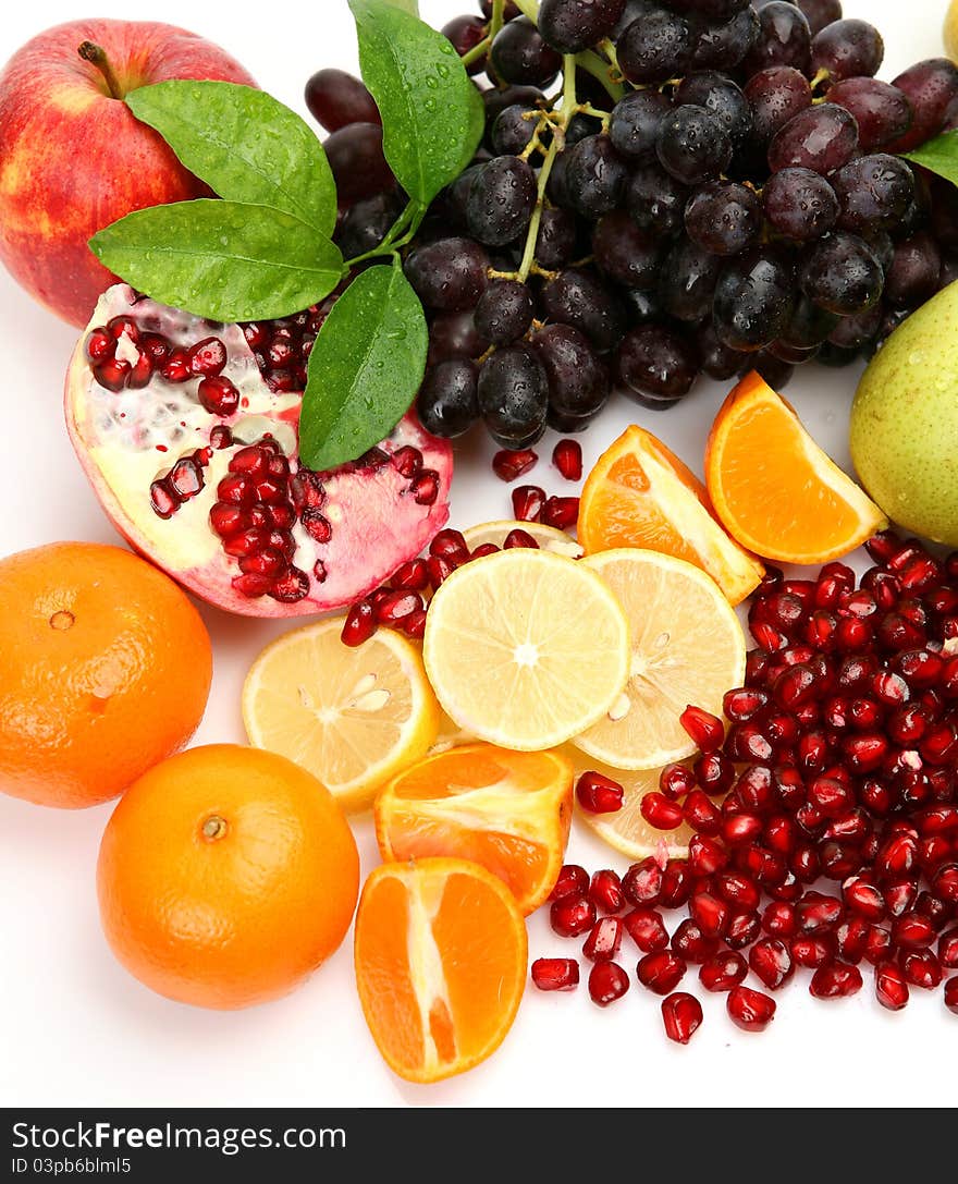 Fresh fruit on a white background