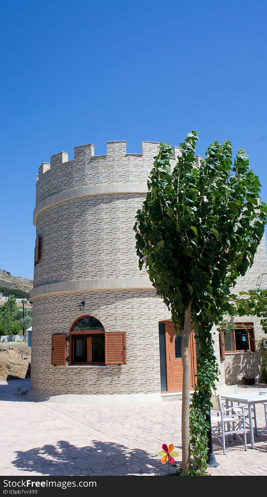 Brick tower around Rethymno city