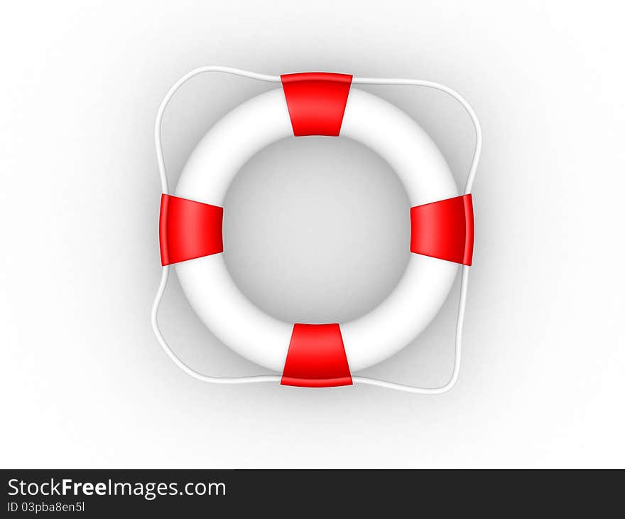 White life buoy with rope isolated - this is a 3d render illustration