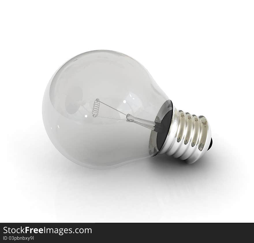 Light bulb on white surfase 3d