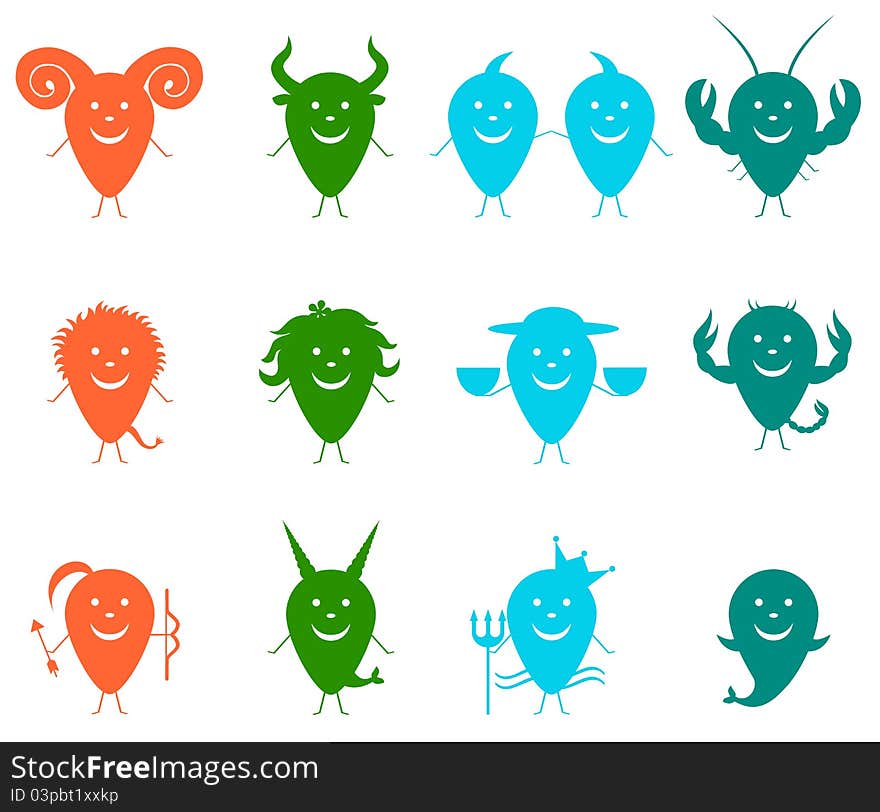 Colorful signs of the zodiac