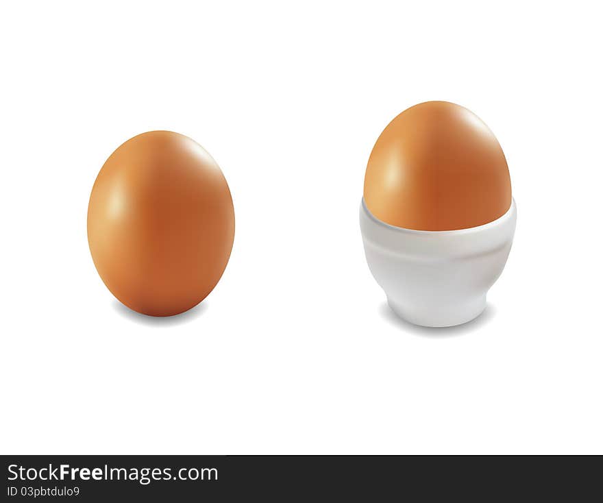 A brown single egg and egg white in a stand. A brown single egg and egg white in a stand.