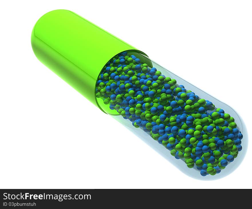 3D rendered isolated green pill