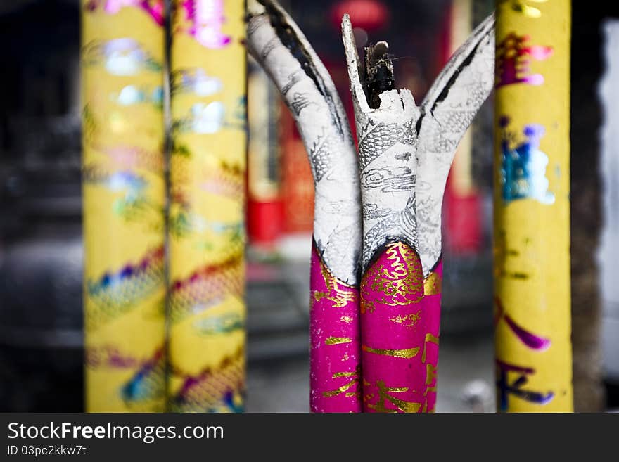 Burning incense sticks