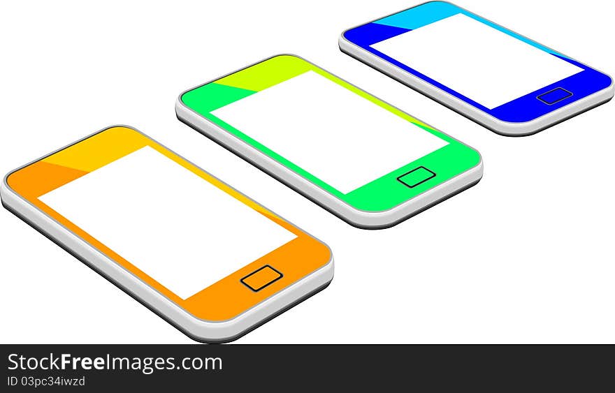 Mobile telephone on white background