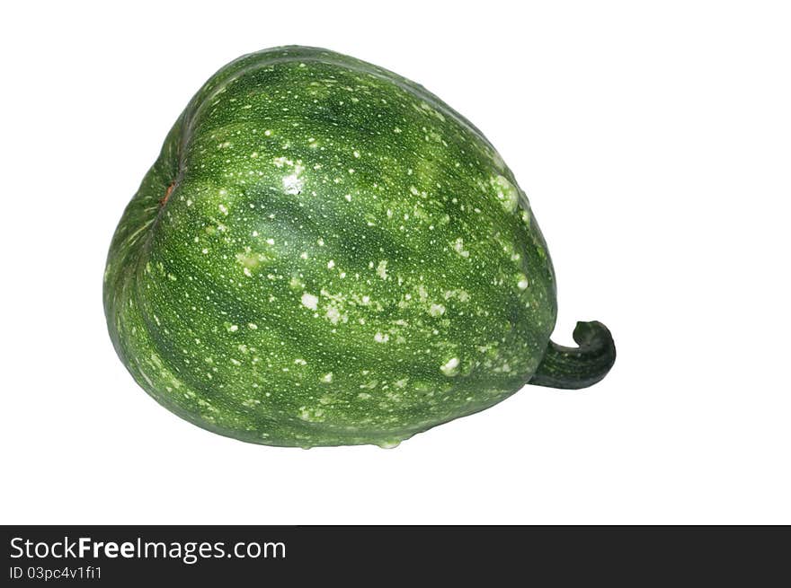 Green pumpkin on white background