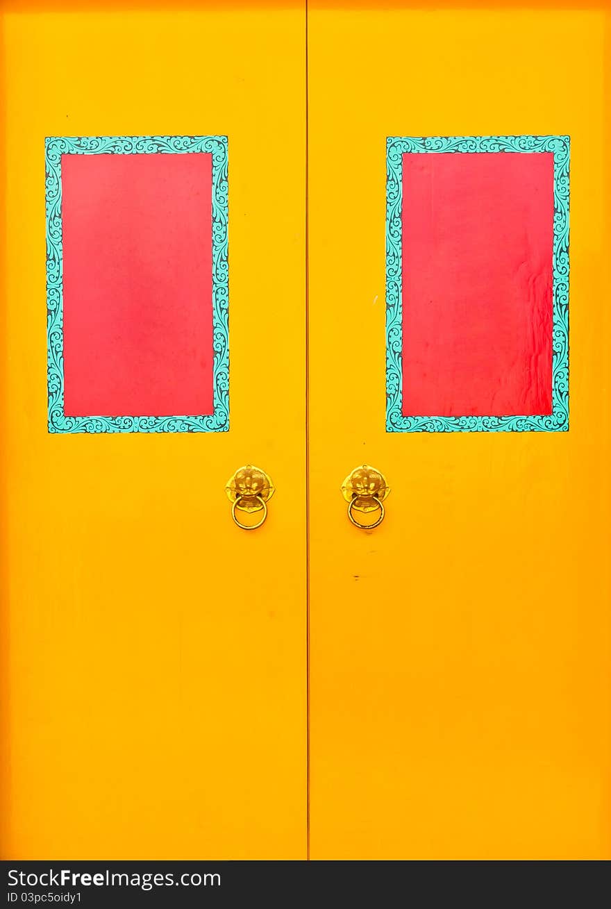 Yellow doors with red frame