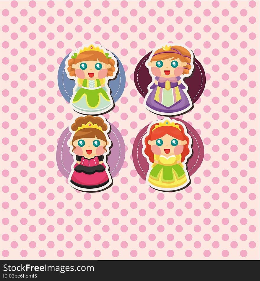 Cartoon princess card,,illustration