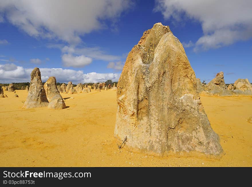 Hot and sandy desert in Australia with unique rock formations. Hot and sandy desert in Australia with unique rock formations.