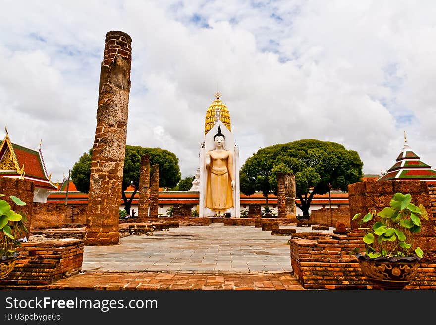 Buddha under the big sky, carrying the bowl. Buddha under the big sky, carrying the bowl