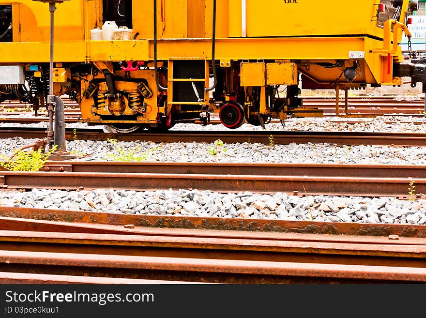 Old trains on the rail steel in thailand. Old trains on the rail steel in thailand