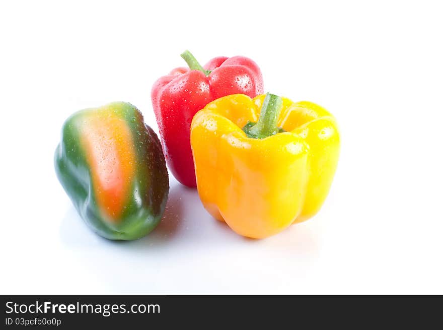 Pepper fresh vegetable closeup on white