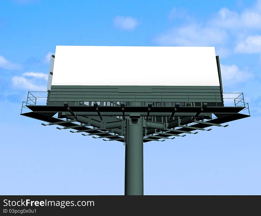 Empty billboard at sky background