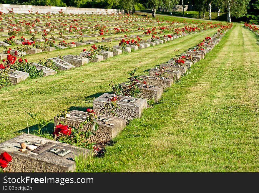 View of cemetery in Terezin, Czech Republic.