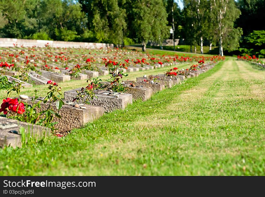 View of cemetery in Terezin, Czech Republic.