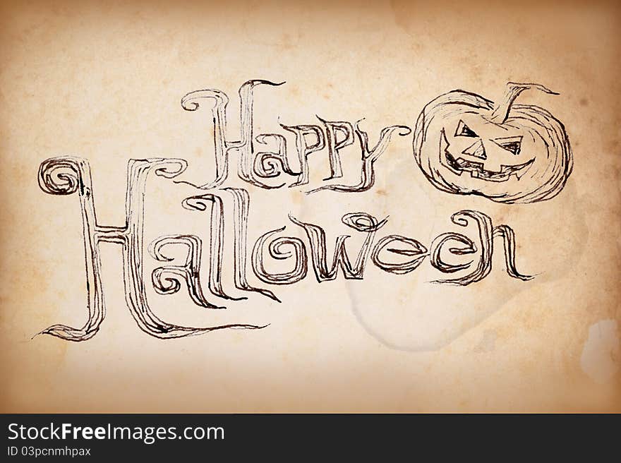 Hand writing ็Halloween on old paper