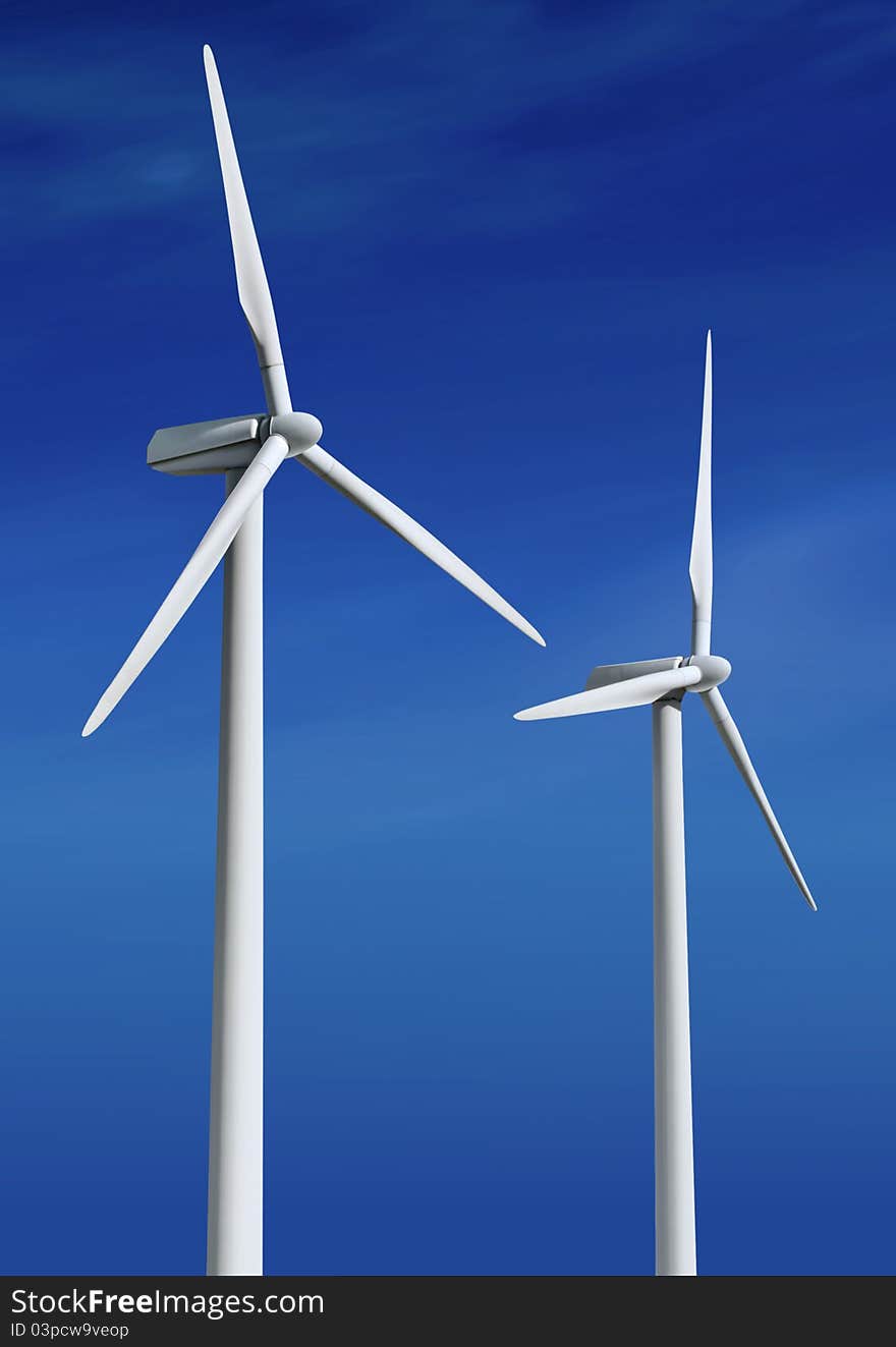 White wind turbines ll