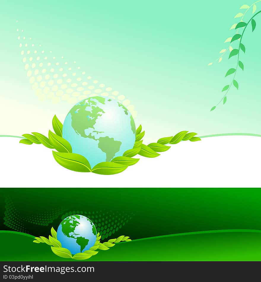 Abstract Bio Green Globe - Vector Background