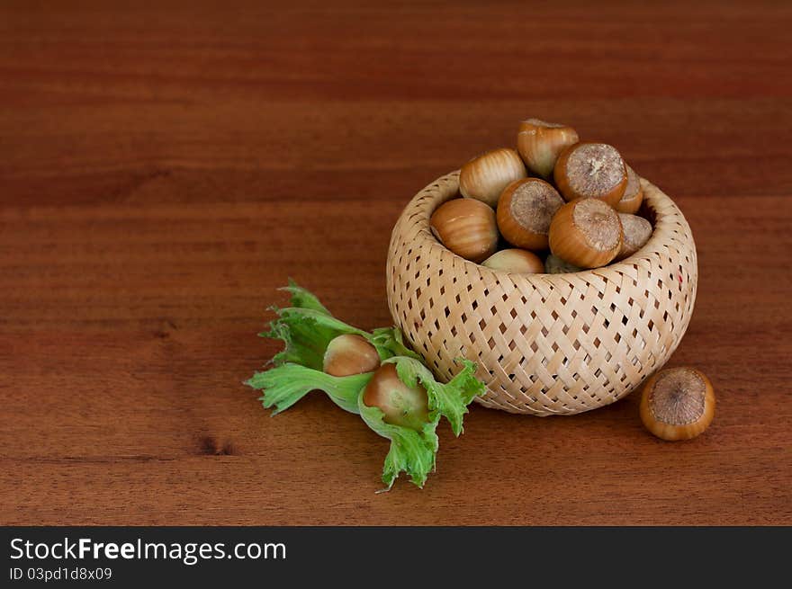 Hazelnuts in a basket