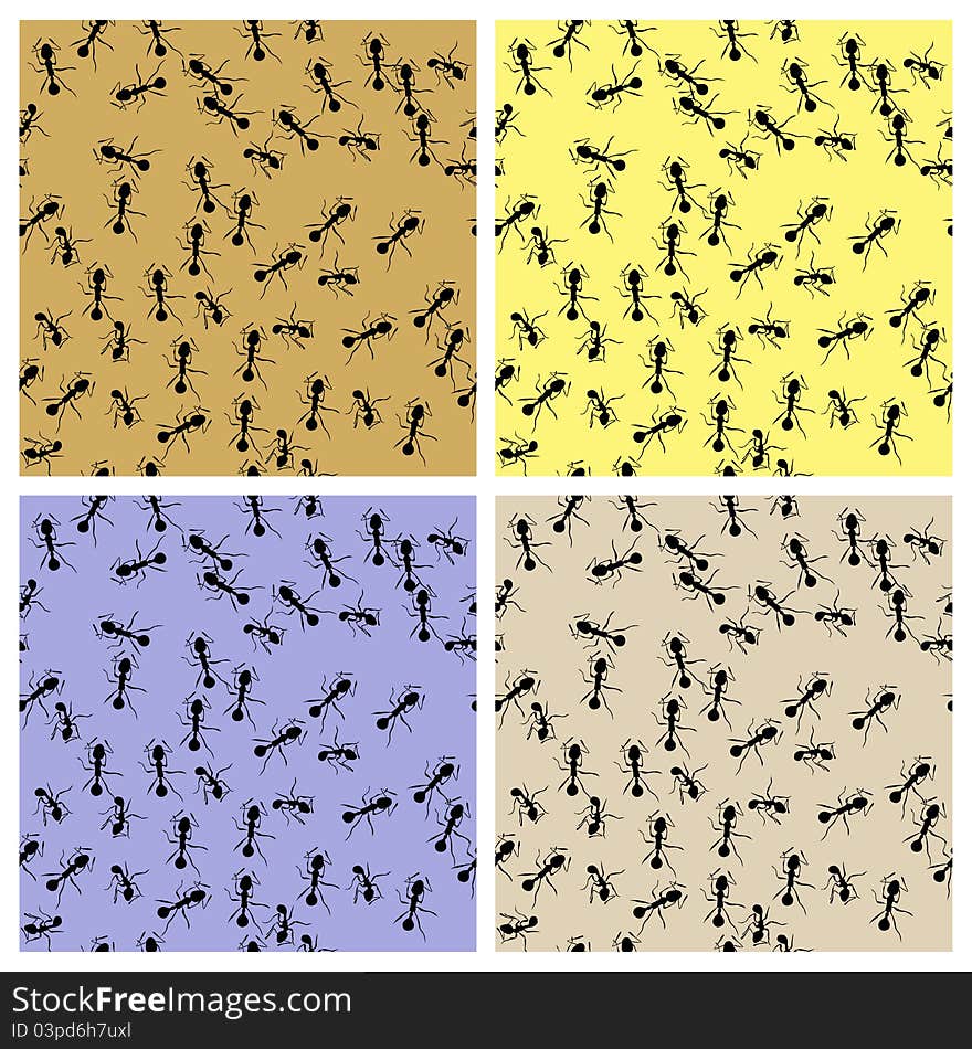 Running ants seamless decorative pattern